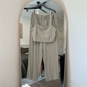 MADEWELL 2-piece linen Sage jumpsuit SIZE: Medium Tall